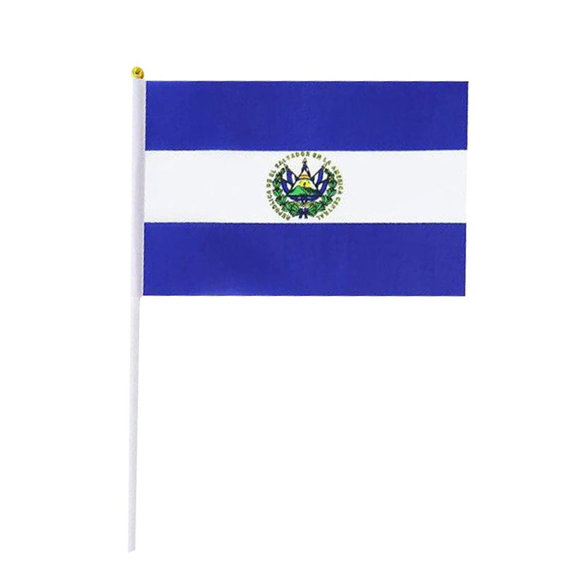 mflagperft El Salvador Flag Salvadoran Flag, Small Mini Handheld El Salvador Flags on Stick, Ideal for Party Parades Sports Events Patriotic Festival Decorations - Image 2